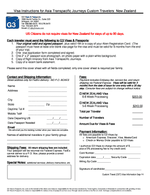 Writable Visa Application Form for New Zeland