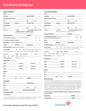 Bar Study Loan Bank of America Form