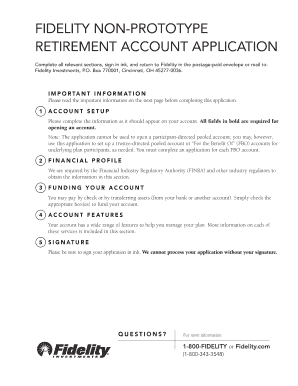 Fidelity Non Prototype Retirement Account Application Form