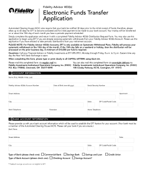 Fidelity Eft Application PDF Form
