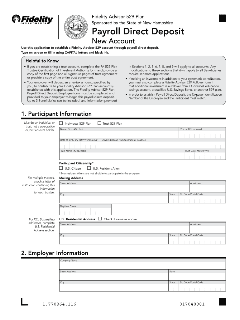 Payroll Direct Deposit New Account Application  Form