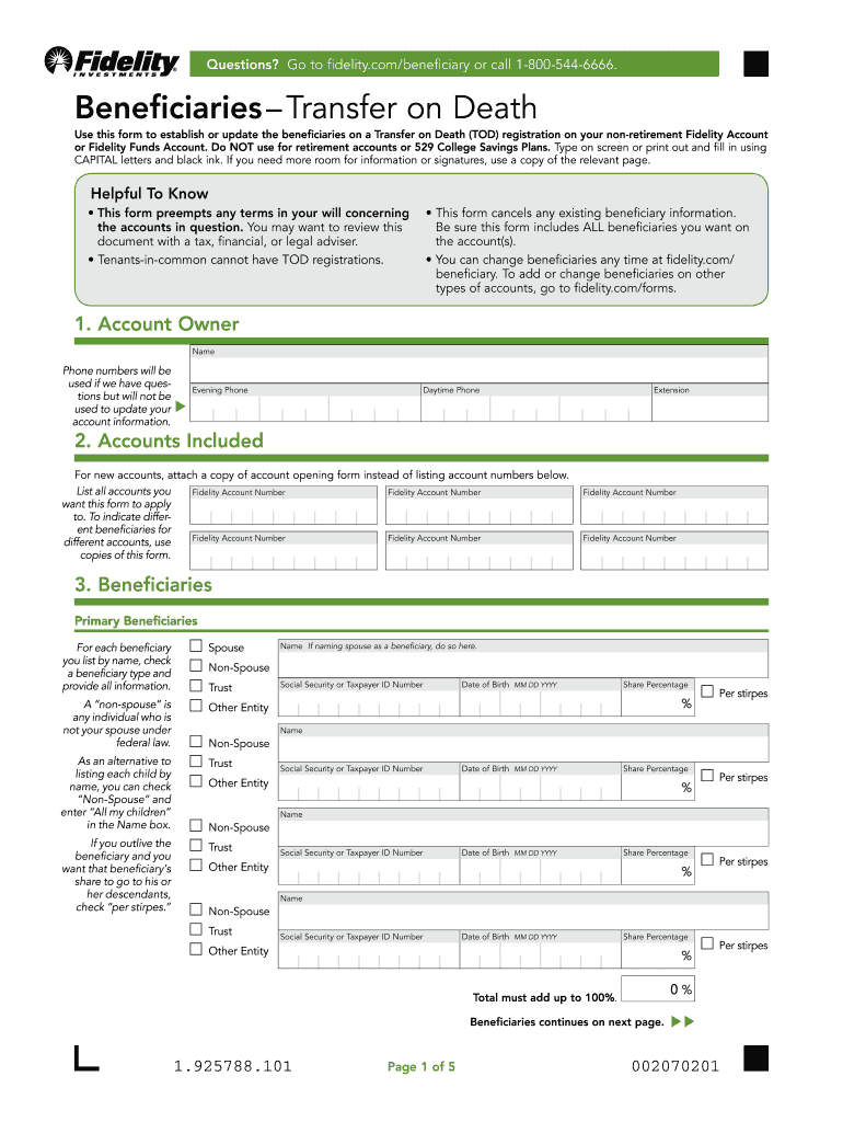  Fidelity Beneficiary Claim Form 2012