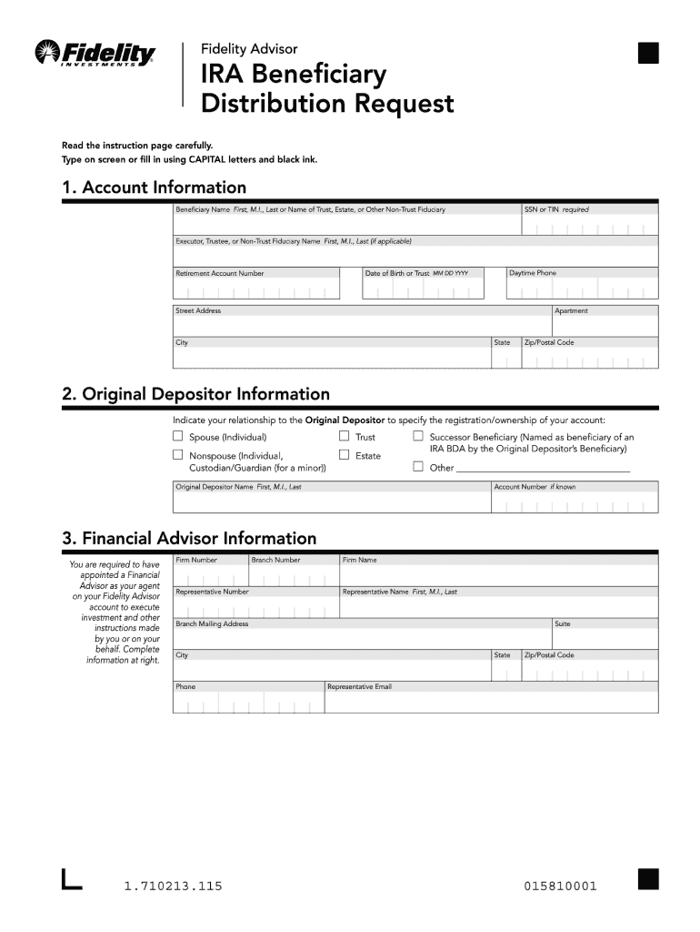  Fidelity Advisor Ira Beneficiary Distribution Request Form 2013