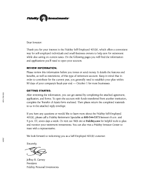 Dear Investor Fidelity Investments Form