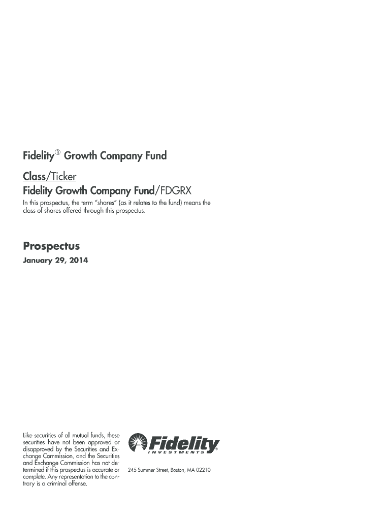Fidelity Growth Company Fund ClassTicker Fidelity Growth Company  Form