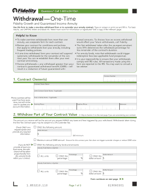 Withdrawal One Time Fidelity  Form