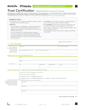 Metlife Trust Certification Form