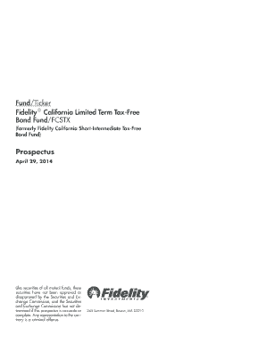 FundTicker Fidelity California Short Intermediate Tax Bond  Form