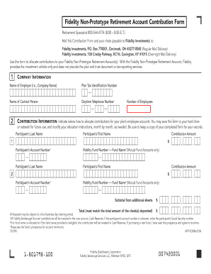 Fidelity Non Prototype Retirement Account Contribution Form