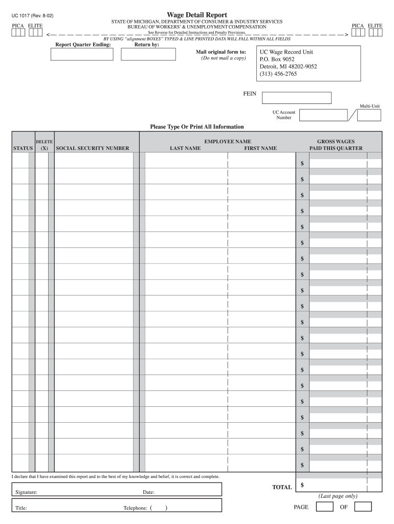  Quarterly Wage Tax Report Michigan 2002-2024