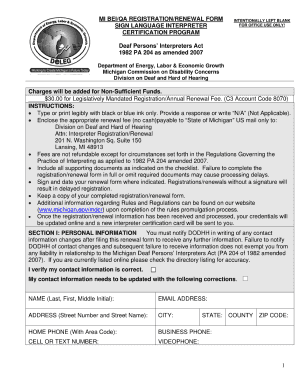 Michigan State Interpreter Renewal Form