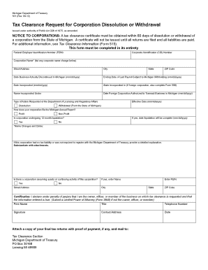 Michigan Tax Clearance Certificate  Form