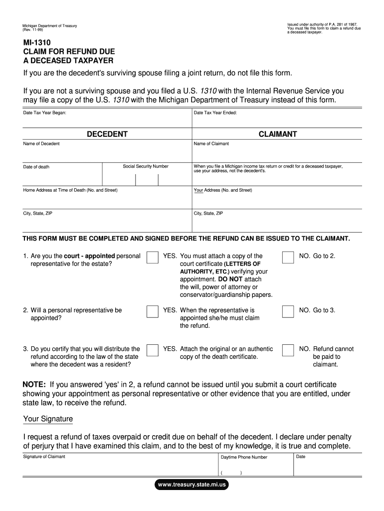  Michigan 1310 Form 1999