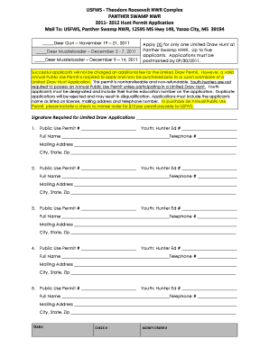 Panther Swamp Draw Hunts  Form