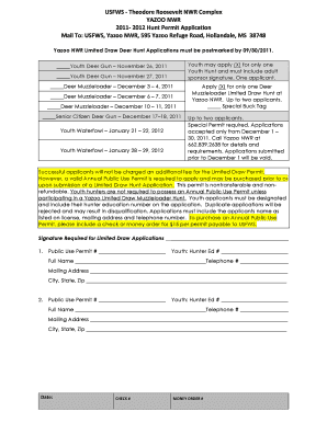 Yazoo National Wildlife Refuge Hunting Permit  Form