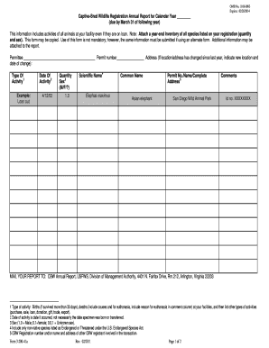 Captive Bred Wildlife Annual Report Form