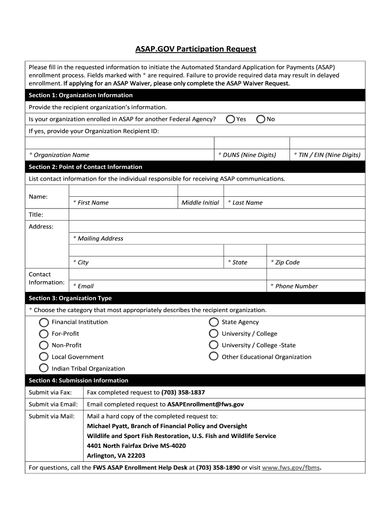 Asap Enrollment Form