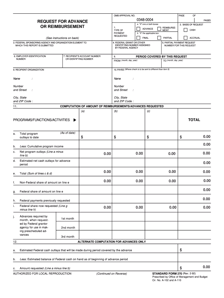  Government Form Sf 270 1997