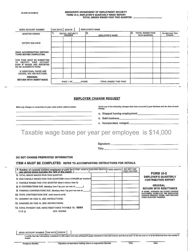  Mississippi Form Ui 2 2011-2024