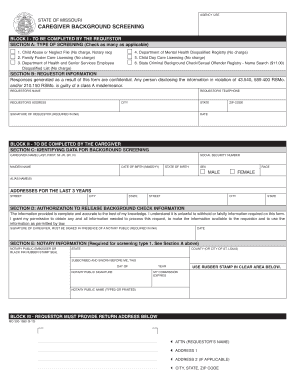 Missouri Caregiver Background Screening  Form