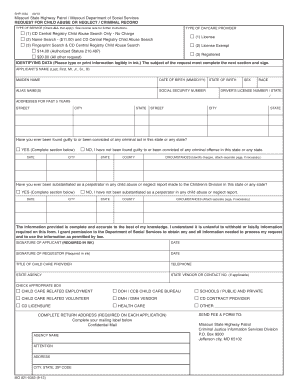 Criminal History File Form