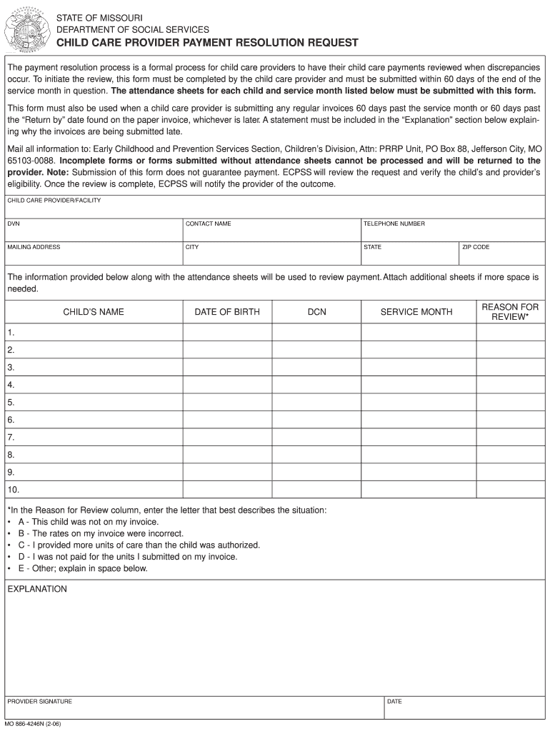  Missouri Department of Social Service Payment Resolution Form Request Form Hcd147 Site 2006-2024