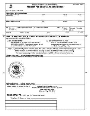 Missouri Background Check Form