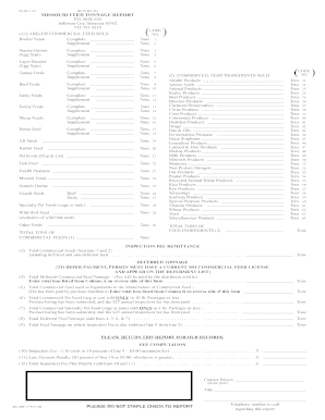  Missouri Feed Tonnage Report Form 2009