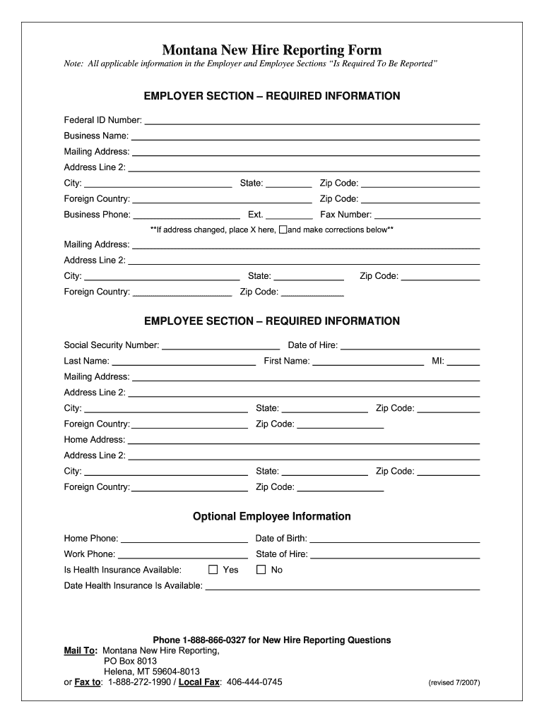  Mt New Hire Form 2007-2024