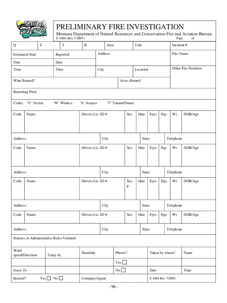 Fire Investigation Report PDF  Form
