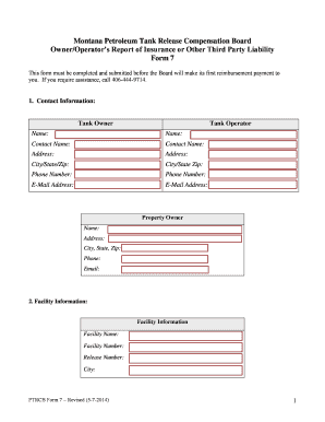 Montana Petroleum Tank Release Compensation Board Form