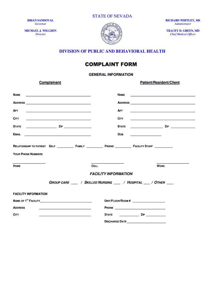 Bureau of Quality and Compliance Nv Form