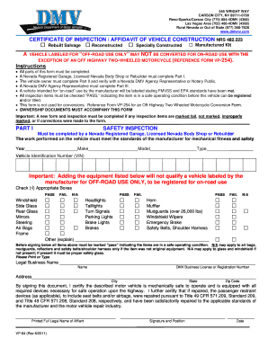 Nevada Vin Inspection Form