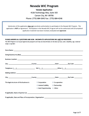 Wic Application  Form