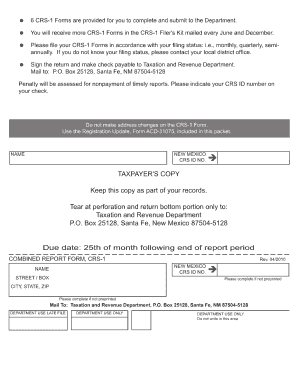 New Mexico Crs 1 Short Form