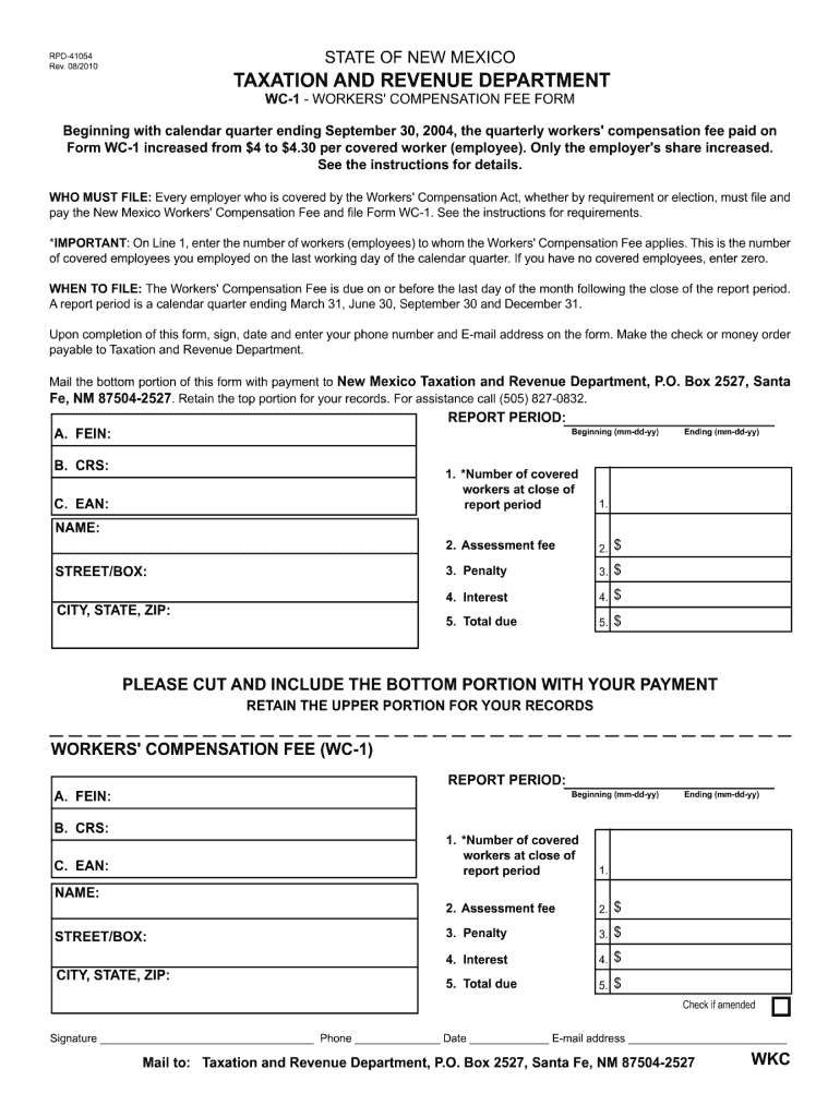  New Mexico Wc 1 Form 2010-2024