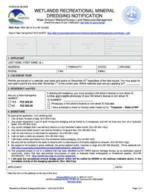 New Hampshire Recreational Dredging Application  Form