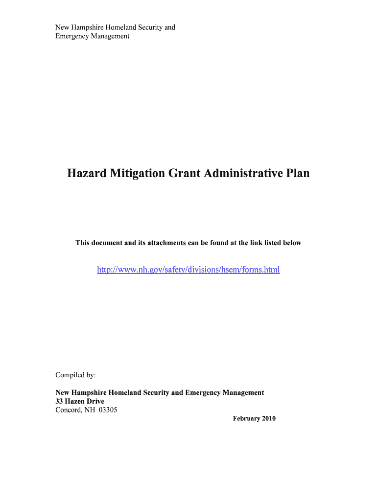 Hazard Mitigation Grant Administrative Plan  NH  Gov  Nh  Form