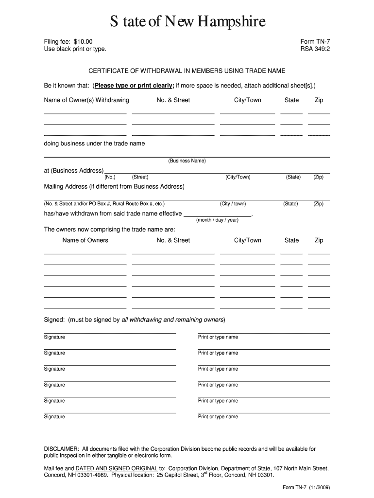 Corporate Division Concord Tel  Sos Nh  Form