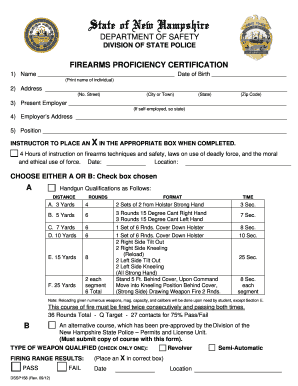 Firearm Proficiency Certificate  Form