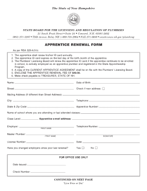 Nh Plumbing Apprentice Application  Form