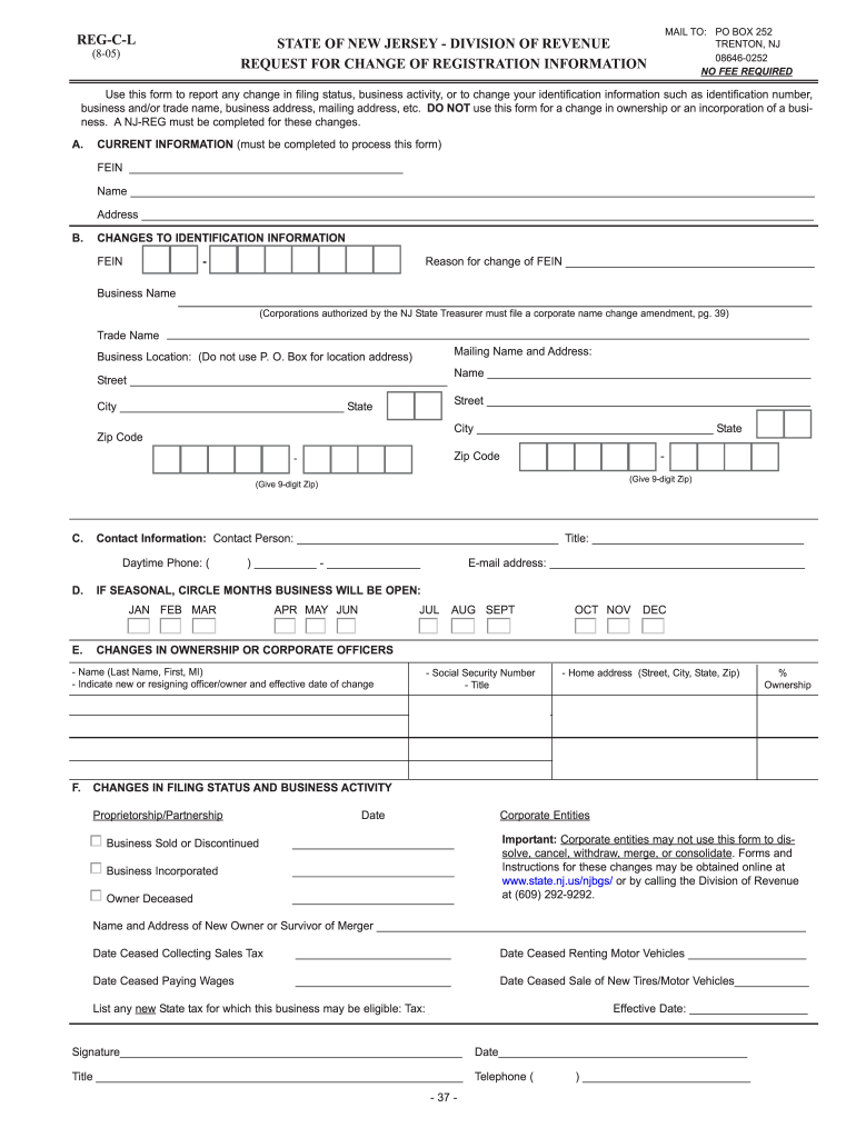 Nj Reg C  Form