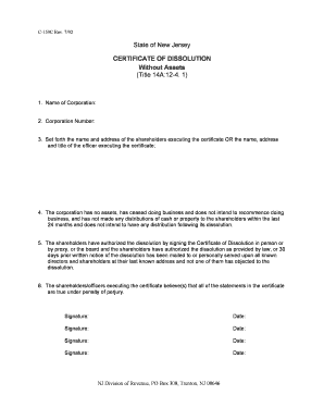 Nj Dissolution C 159c Form