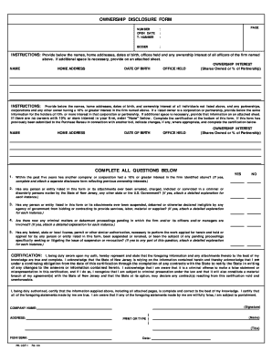  Ownership and Disclosure Form 1999