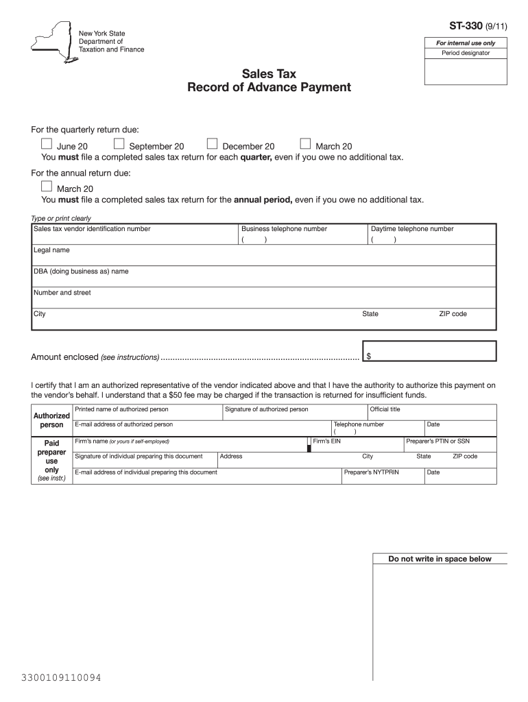  Nys Sales Tax St 330 Form 2018-2024