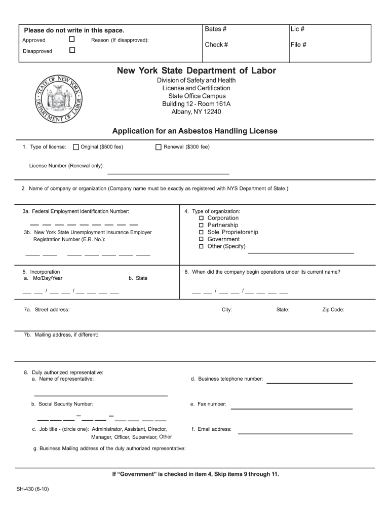  Nys Dol Form Sh 430 2010-2024