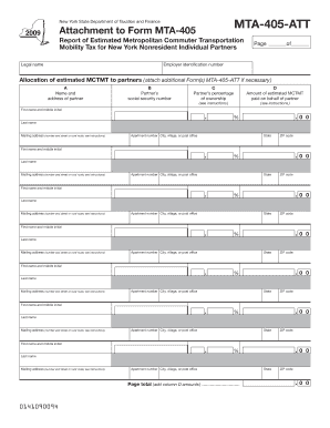 Form MTA 405 ATT Attachment to Form MTA 405 Report of Tax Ny