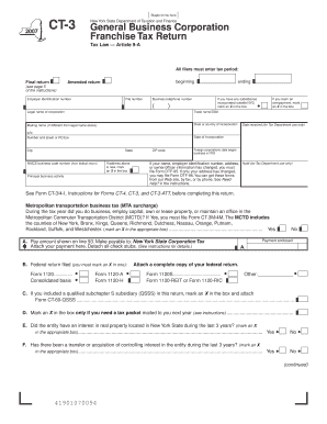 New York General Business Franchise Tax Return Fillable Form