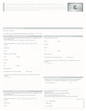 Application for Your Supplementary American Express Platinum Card  Form