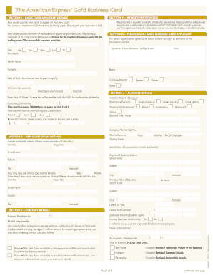 The American Express Gold Business Card Application Form